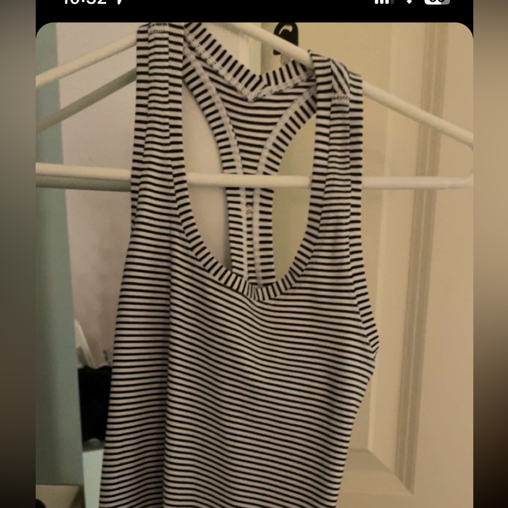 Black and white striped nulu lululemon tank top size 2